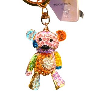 Bling Bear Rhinestone Encrusted Large Red & Pink Color Purse Charm
